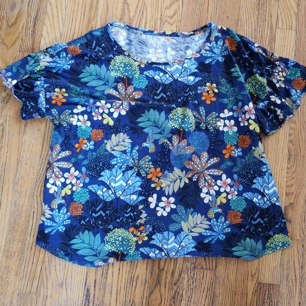 Loft Plus Floral Flutter Sleeve Tee 24/26